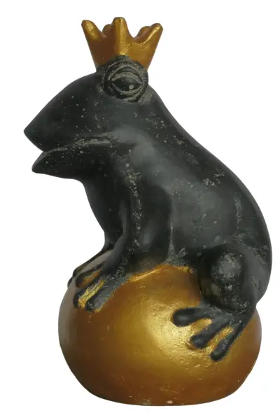 Product image 8 of the product “Frog Prince sitting on ball, approx. 30cm height, cast stone, hollow, handcrafted & coloured ”
